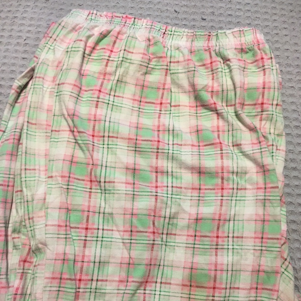 Pajama bottoms, pink/green plaid, 3x